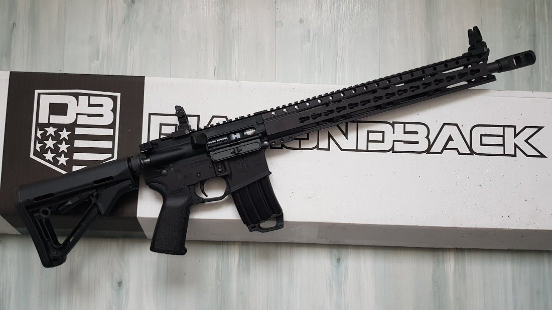 Diamondback DB15 5.56 Rifle, 16" Barrel, Black Gold Lower and 15" M-LOK Handguard
