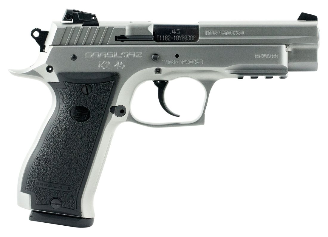 SAR USA K2 45 ACP Stainless Pistol, 4.7" Barrel, 14+1 Rounds (K245ST)
