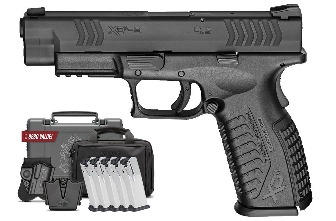 Springfield XDM 9mm 4.5 Full-Size Instant Gear Up Package with 5 Mags, Range Bag, Holster and Mag Pouch